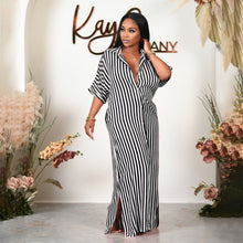 Load image into Gallery viewer, Women Clothing Striped Shirt Women Dress Split Dress French Dress
