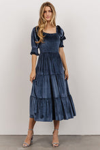 Load image into Gallery viewer, Spring Summer Gold Velvet Square Collar Ruffles High Waist Tight Office Dress