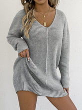 Load image into Gallery viewer, Sweater Women Deep V Plunge Sexy Casual Pullover Sweater Autumn Winter Undershirt Dress （Excluding Belt）
