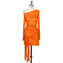 Load image into Gallery viewer, Spring Summer Women Wear Off Neck Design Sexy Pleated Dress Dopamine Sexy