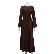 Load image into Gallery viewer, Satin Round Neck Long Sleeved Dress Women Clothing Autumn Elegant Sheath Dress