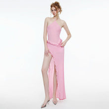 Load image into Gallery viewer, Summer Women Sexy Halter Strap Side Slit Stringy Selvedge Dress