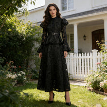 Load image into Gallery viewer, Spring French Cutout Lace Stitching Court Waist Slimming Elegant Dress for Women