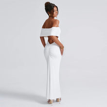 Load image into Gallery viewer, Women Clothing Summer Sexy off Shoulder Backless Bag Hip Pleated Solid Color Dress