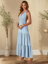 Load image into Gallery viewer, Women Clothing Sexy V neck Halter Lace up Sleeveless Dress Solid Color Dress