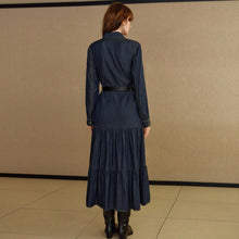 Load image into Gallery viewer, Women Clothing Denim Long Sleeve Breasted Waist Dress（Without Belt）