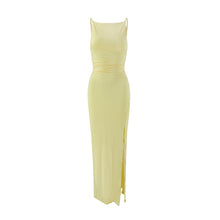 Load image into Gallery viewer, Women Clothing Summer Suspender off Neck Pleated Side Slit Elegant Dress