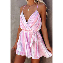 Load image into Gallery viewer, Spring Summer Suspender Pleated Chiffon Dress Home Lace up Sexy V neck Chiffon Dress