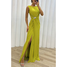 Load image into Gallery viewer, Pleated Split Casual Dress Sleeveless Dress Evening Dress Women