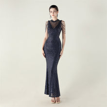 Load image into Gallery viewer, High Neck Fishtail Evening Dress Pearl Embroidery Sequined Crystal Diamond Decorations Red Carpet Wedding Cocktail Dress