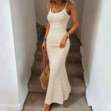 Load image into Gallery viewer, Vacation Cami Dress Knitted Texture Striped Fishtail Dress Sexy Sheath Valentine Day Dress