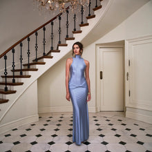 Load image into Gallery viewer, Spring Summer High Neck Sleeveless Tight Waist Pleating Twisted Sheath Long Fishtail Dress