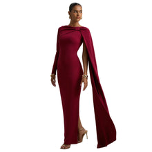 Load image into Gallery viewer, Women Wear One Shoulder Ribbon Evening Dress Long Sleeve Sexy Sheath Dress