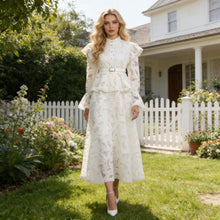 Load image into Gallery viewer, Spring French Cutout Lace Stitching Court Waist Slimming Elegant Dress for Women