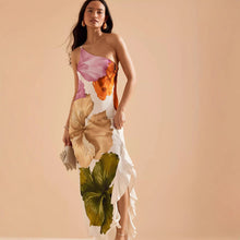 Load image into Gallery viewer, Spring Summer Oblique Shoulder Positioning Printing Dress Casual Vacation Loose Dress