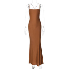 Load image into Gallery viewer, Women Clothing Summer Solid Color Tube Top Backless Stitching Hollow Out Cutout out Tied Slim Fit Slimming Dress Women
