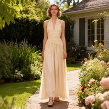 Load image into Gallery viewer, Halter Deep V Plunge High Waist Dress Autumn High Grade Sleeveless Waist Slimming Dress