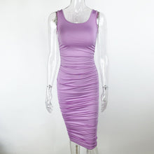 Load image into Gallery viewer, Summer Sexy Women Wear Solid Color Tight Backless Sleeveless Pleated Dress