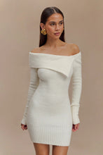 Load image into Gallery viewer, Autumn Winter Sweater Dress Women Long Sleeved off Neck Knitted Tight Graceful Short Dress