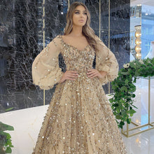 Load image into Gallery viewer, Gold Heavy Industry Beads Luxury Evening Dress Sexy Socialite Aura Queen Maxi Dress