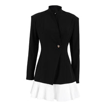 Load image into Gallery viewer, Women Retro Gentle Autumn Winter Design Color Contrast Patchwork Black Waist Controlled Long Sleeves