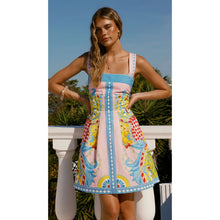 Load image into Gallery viewer, Spring Summer Positioning Printed Back Smocking Sweet Simple Short Dress