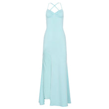 Load image into Gallery viewer, Vacation Bare Back Lace up Bow Dress Solid Color Fold Split Design Dress
