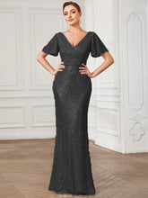 Load image into Gallery viewer, Sexy V Neck Sequ Floor Length Evening Dress Elegant Split Cocktail Party Party Dress