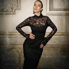 Load image into Gallery viewer, Women Clothing Summer Sexy Lace Stitching Slim Long Sleeve Dress