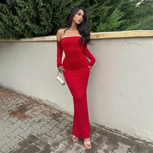 Load image into Gallery viewer, Women Clothing Sexy Sexy off Shoulder Tube Top Oversleeve Slim Sheath Split Elegant Dress