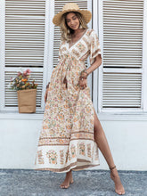 Load image into Gallery viewer, Women Bohemian Beige Printed Dress Long Tassel