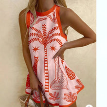 Load image into Gallery viewer, Printed Linen Sleeveless Mini Dress Women