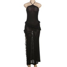 Load image into Gallery viewer, Summer Women Sexy Halter Strap Side Slit Stringy Selvedge Dress