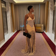 Load image into Gallery viewer, Spring Summer Suspenders Mesh Cropped Outfit Sexy Ruffle Hip Tassel Dress