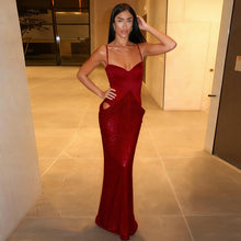 Load image into Gallery viewer, Elegant Graceful Women Cocktail Dress Sequined Chest Split Boning Corset Cropped Outfit Hollow Out Cutout Dress