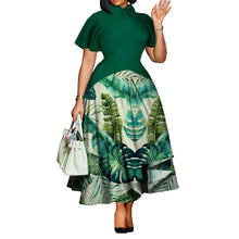 Load image into Gallery viewer, Plus Size Women Clothing Summer Fashionable Elegant Collared Ruffle Sleeve Dress Large Swing African Dress With pockets