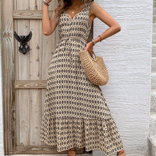 Load image into Gallery viewer, Summer Women Rhombus Prints Sleeveless Dress