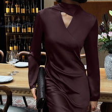 Load image into Gallery viewer, Autumn Scarf V neck Long Sleeve Elegant WomenElegant Dress