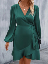 Load image into Gallery viewer, V neck Dress Satin Waist Tight Low Cut Casual Midi Dress Sweet Women Clothing