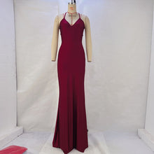 Load image into Gallery viewer, Women Clothing Spring Summer Solid Color Sexy Backless Hip Slimming Long Strap Dress