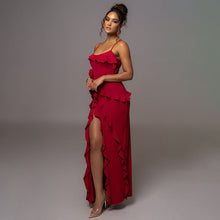 Load image into Gallery viewer, Spring Sexy Solid Color Backless Slit Splicing Sling Maxi Dress