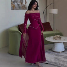 Load image into Gallery viewer, Fall Long Elegant Graceful Rhinestone Waist Tight Dress