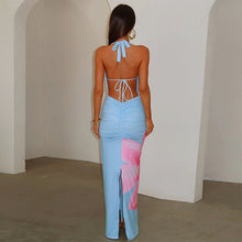Load image into Gallery viewer, Spring Sexy Backless Slim Fit Maxi Dress Lace up Halterneck Printed Dress