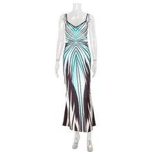 Load image into Gallery viewer, Women Striped Printed V neck Strap Slim Fit Dress