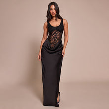 Load image into Gallery viewer, Women Clothing Autumn Winter Sexy Sleeveless Vest Lace Stitching Side Slit Dress for Women