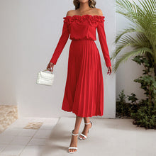 Load image into Gallery viewer, Dating Party Elegant Sweet off Shoulder Long Sleeve Solid Color Women Dress