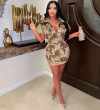 Load image into Gallery viewer, Women Clothing Personalized Sexy Large Collared Camouflage Tight Dress