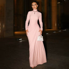 Load image into Gallery viewer, French Women Autumn Sexy Slim Fit Backless Button Solid Color Long Sleeve Dress
