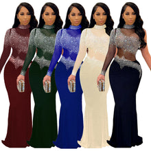 Load image into Gallery viewer, Sexy Rhinestone Mesh Slim Fit Dress Nightclub