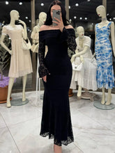Load image into Gallery viewer, Women Maxi Dress off Shoulder Sexy Lace Long Sleeve Dress